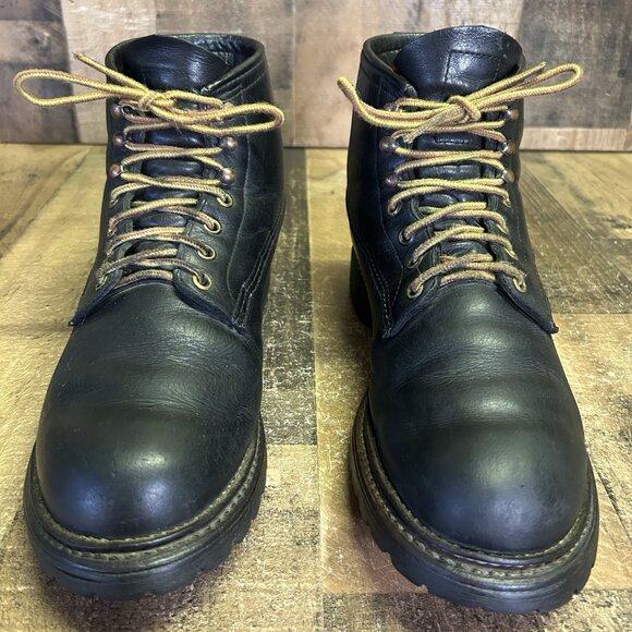 Red Wing 2930 Black Plain Toe Ice Cutter Lace Up Work Boots Mens 8 D - Picture 3 of 12